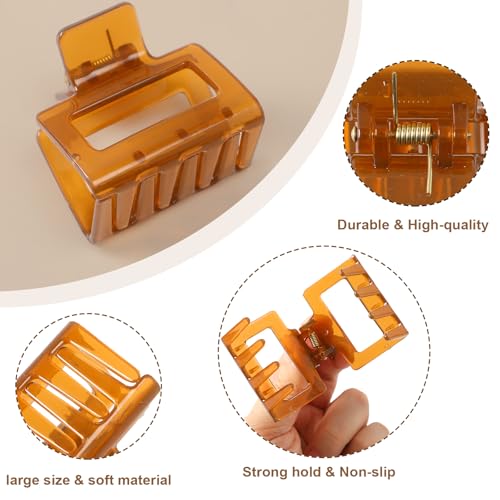 Papasgix 6 PCS Checkered Hair Claw Clips 1.97" Small Non-Slip Square Rectangle Hair Styling Accessories