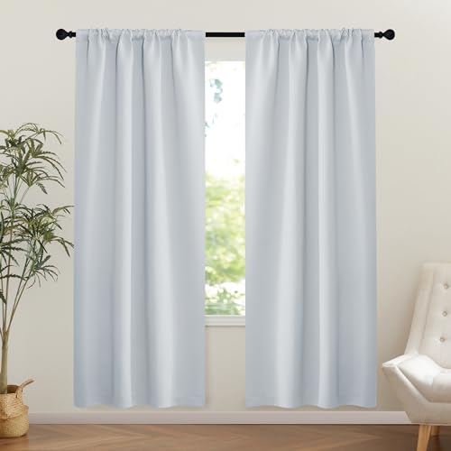 NICETOWN Thermal Insulated French Door Curtain 36" x 72" Greyish White