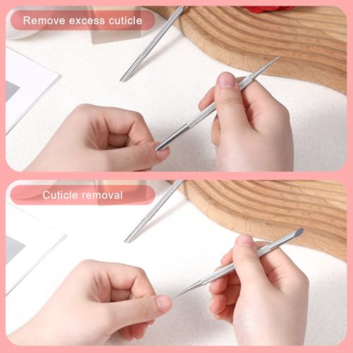 Stainless Steel Cuticle Pusher Pen 2-Pack Double Ended Manicure Tool