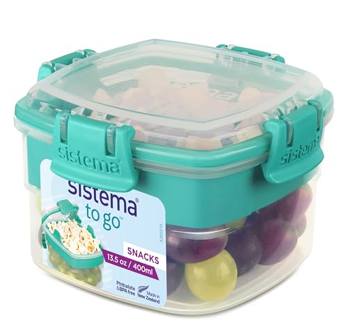 Sistema To Go Snack Container with Removable Tray, 13.5 oz - BPA Free