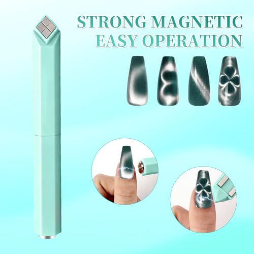 4-in-1 Cat Eye Nail Magnet Pen - Multi-Functional Nail Art Tool (Green)
