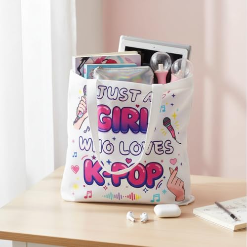 Kpop Canvas Tote Bag - Just a Girl Who Loves Kpop