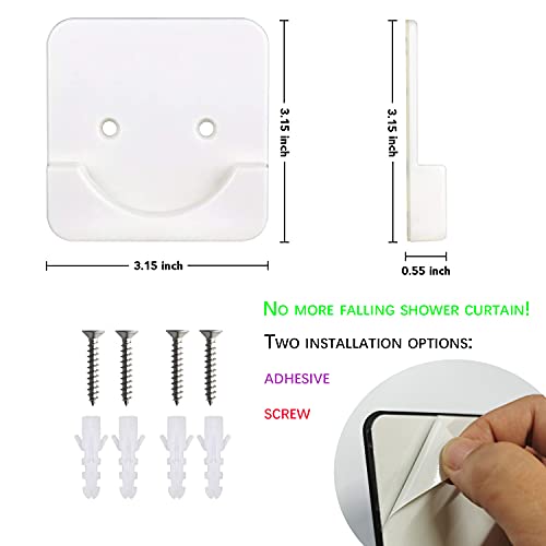 Asoleo Shower Curtain Rod Holder - Wall Mount Support Base, White