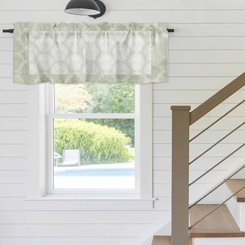 Sage Green Gradient Window Valance for Kitchen & Cafe - 54x18in