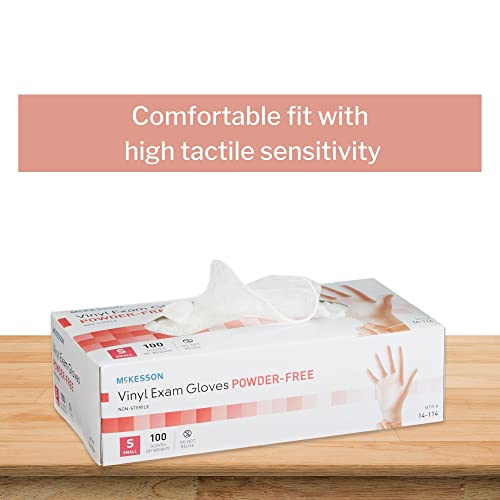 McKesson Vinyl Exam Gloves - Non-Sterile, Powder-Free, Small, 100 Count