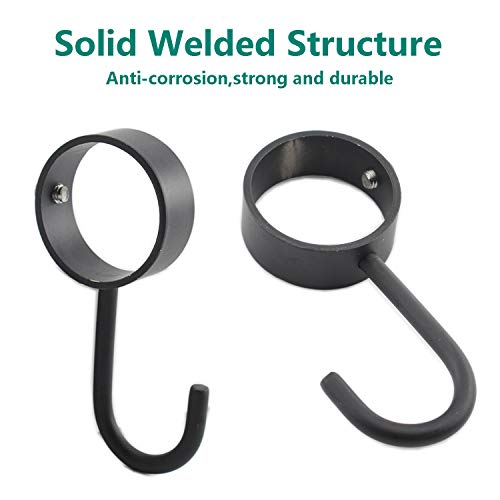 Ulifestar 32mm Heavy Duty Stainless Steel Closet Rod Hooks - 5 Pack Black
