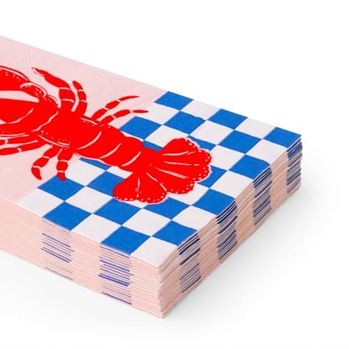 Bonjour Fête Lobster Guest Towels, 3-Ply Paper Napkins, 4.25 x 7.75, 20 Pack