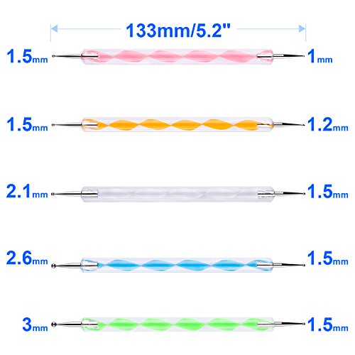 Petutu 10PCS Nail Art Dotting Tools Set Double-Sided Embossing Stylus