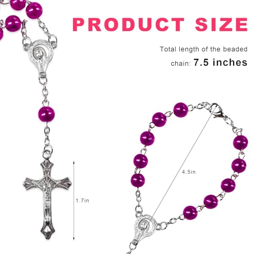 Christian Rosary Rearview Mirror Pendant - 2 PCS Cross & Bead Decor