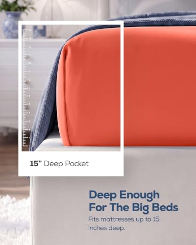 Utopia Bedding Queen Fitted Sheet Coral 15-Inch Deep Pocket Microfiber