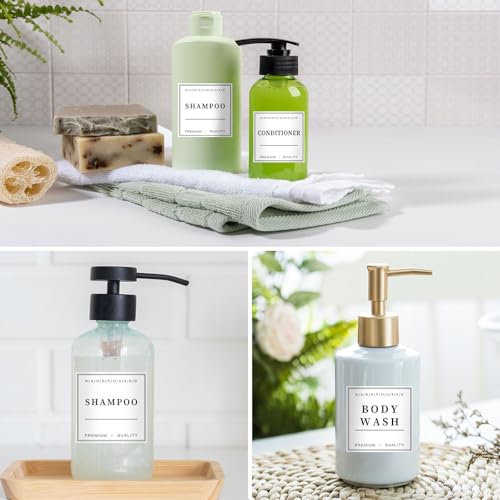 TESWEY 12PCS Waterproof Bathroom Organization Labels Stickers