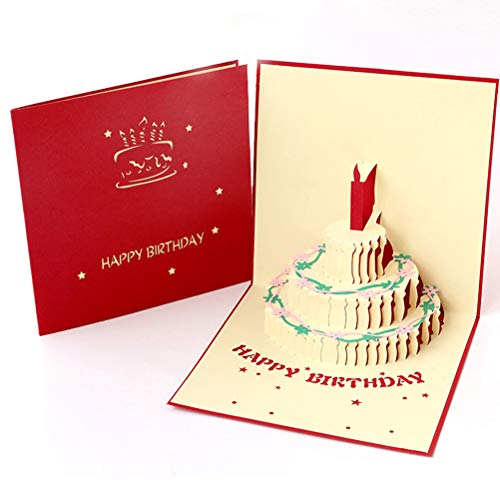 3D Pop Up Birthday Card with Cake Design and Envelope