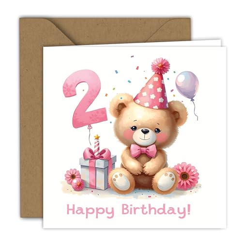 Teddy Bear Birthday Card with Kraft Envelope - 5.9 x 5.9 in
