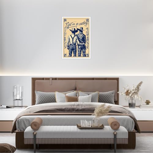 Vintage Cowboy Couple Canvas Wall Art - 8x10in Retro Western Poster