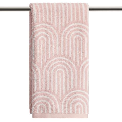 Artoid Mode 100% Cotton Beige Pink Jacquard Hand Towel 13.7" x 29.5"