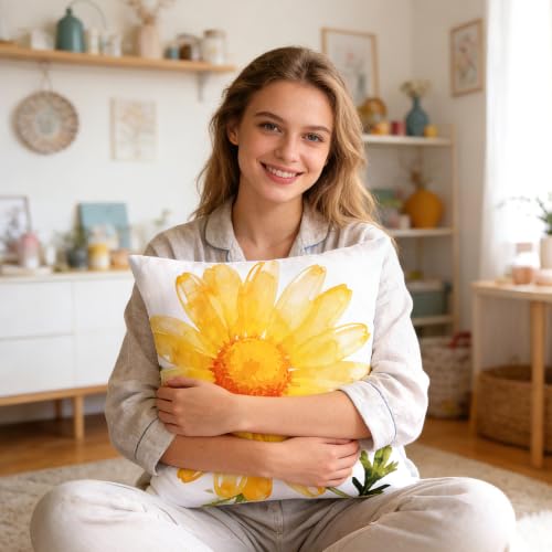Fengek Yellow Daisy Throw Pillow Covers 18x18 - Set of 2