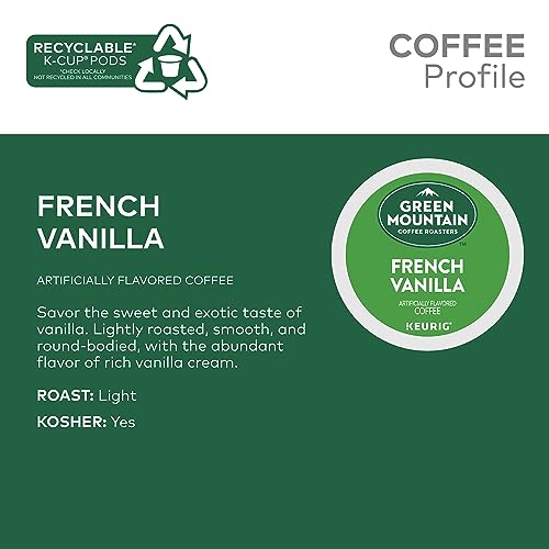 Green Mountain Coffee Roasters French Vanilla K-Cup Pods, 72 Count - Light Roast Coffee