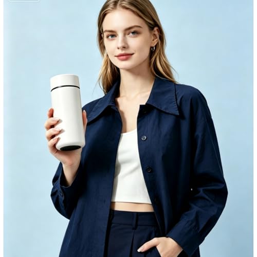 OZXUJCV 11oz Small Insulated Coffee Tumbler - Leakproof Stainless Steel Flask, Beige