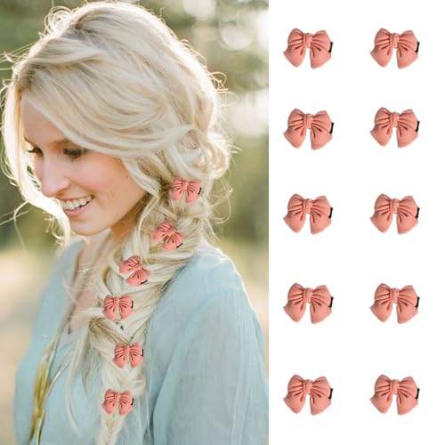 Pink Bow Hair Clips Mini Acrylic Hair Claw Clips for Women and Girls 10 Pack