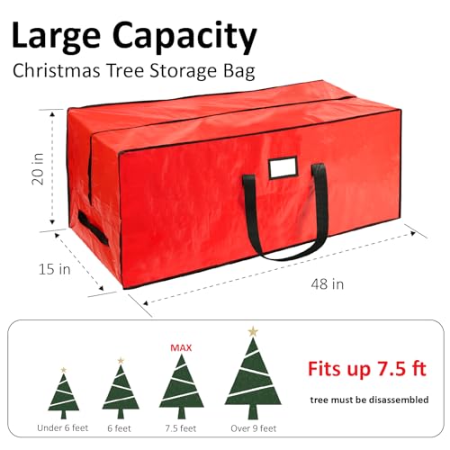 7.5 ft Christmas Tree Storage Bag with Waterproof Material - Red