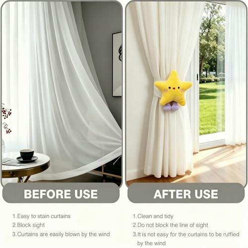 YGNNIU 2 Pack Cartoon Star Curtain Tiebacks for Kids Rooms