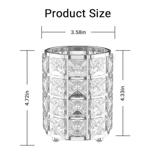 Elegant Makeup Brush Holder with Silver Crystal Bling - Stylish Vanity Organizer