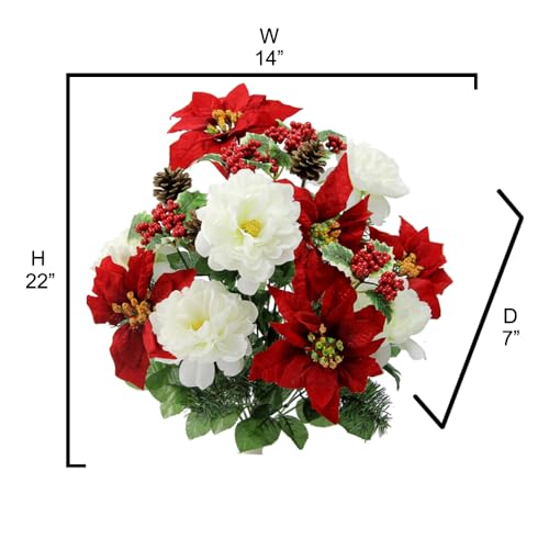 Artificial Poinsettia Flower Bouquet Set of 2 for Christmas Decor