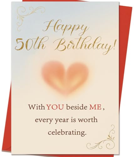 50th Birthday Card - Romantic Greeting Card for Husband, Wife or Couple