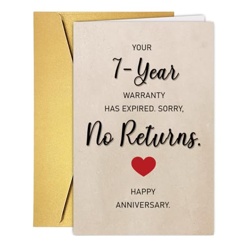 Funny 7th Anniversary Card for Husband & Wife - Humor Gift