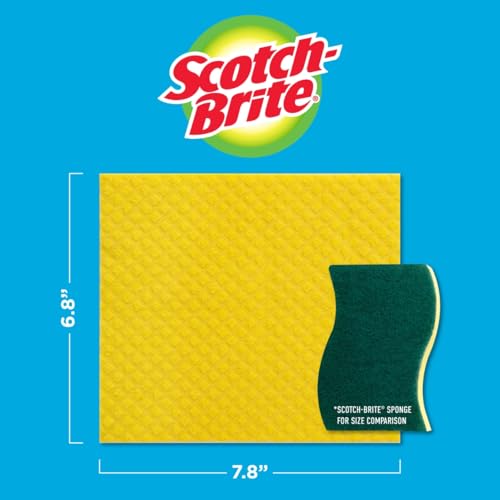Scotch-Brite Reusable Sponge Cloths - Pack of 2, Absorbs 10x Water, Eco-Friendly Kitchen Towels, Model 1