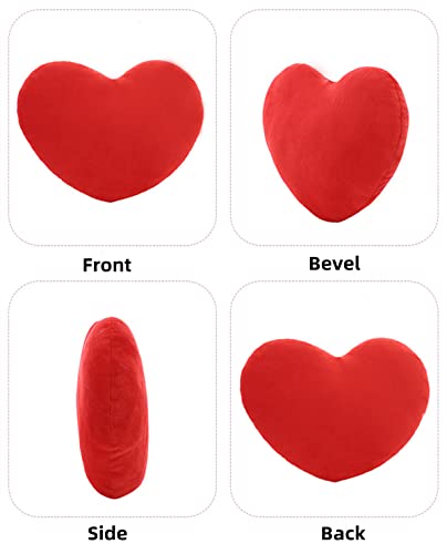 Red Heart-Shaped Plush Throw Pillow - Soft Decorative Cushion 30x38cm