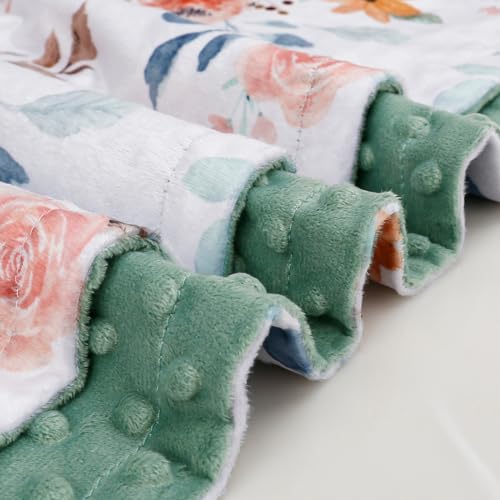 BORITAR Floral Minky Baby Blanket - Soft Plush 30x40 Inch