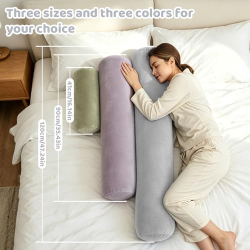 IFOYO Velvet Neck Roll Pillow Cover, 16" x 6" Gray Bolster Pillow Case