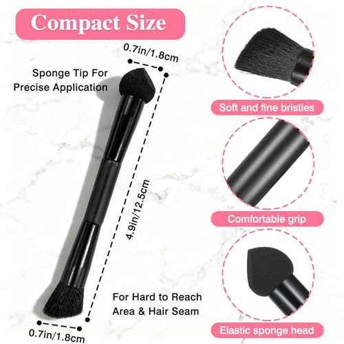 Dual-Ended Hairline Contour Brush and Precision Sponge Tip for Root Touch-Ups