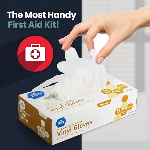 MED PRIDE Vinyl Medical Exam Gloves, Powder & Latex-Free, 100 Count