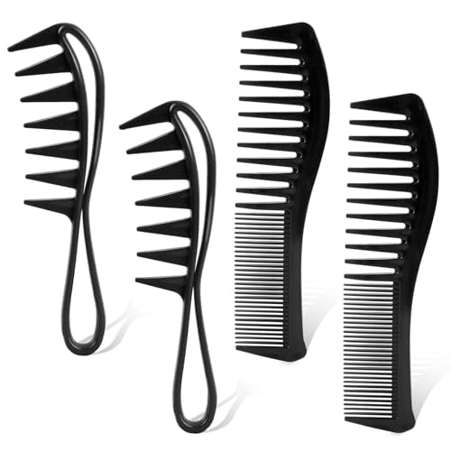 Wide Tooth Comb Set for Curly Hair 4-Pack Anti-Static Detangling Combs