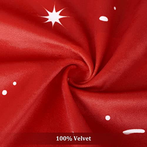 Christmas Velvet Kitchen Curtain Valance with Snowflake Pattern - Red, 52x15 Inches