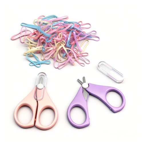 Colorful Elastic Hair Bands Set with Safe Rubber Band Cutter Scissors