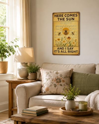 Here Comes The Sun Vintage Metal Tin Sign - 8x12 Inch Wall Art