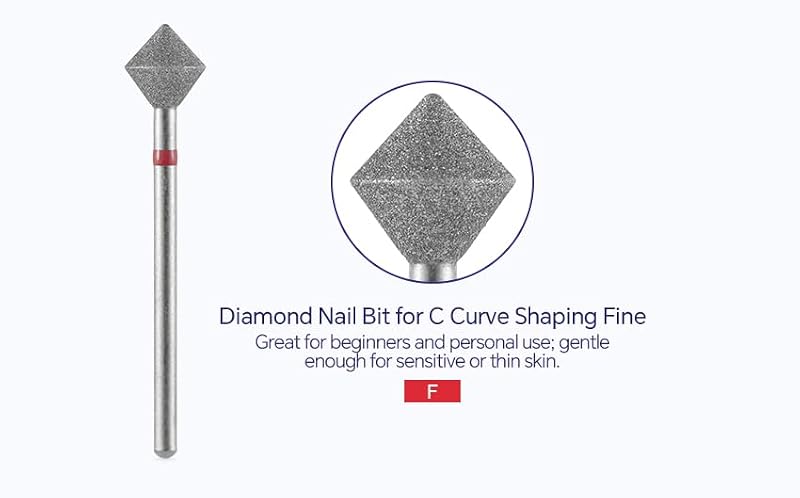 Rhombus Diamond Nail Bit for C Curve Shaping 3/32" Efile | Medium