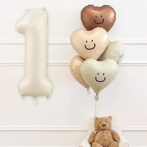 Fezava 40 Inch Cream Number 1 Balloon for 1st Birthday Party Decorations