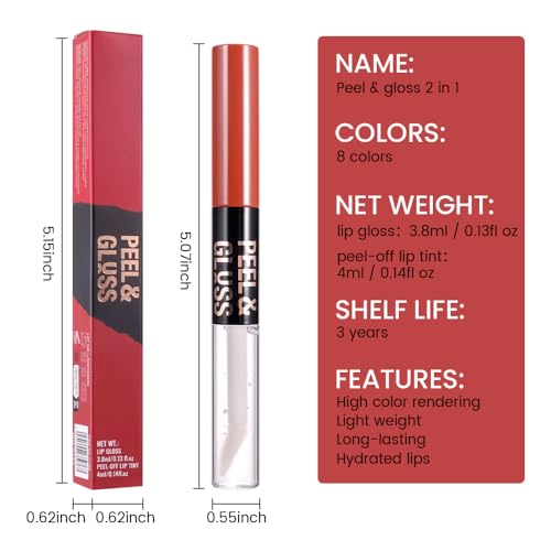 JUAAZIN Dual-Ended Peel-Off Lip Stain & Gloss Oil Combo Burgundy