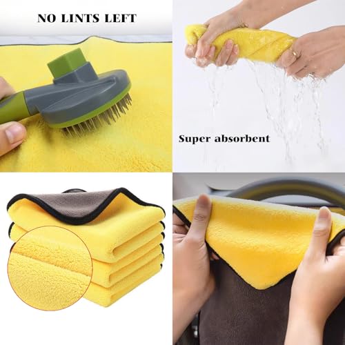 10 Pack Premium Microfiber Car Detailing Towels - Yellow/Grey, 11.8"x15.7"