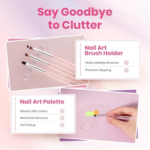 Beetles Blooming Gel and Nail Art Brushes Set with Silicone Dotting Tool