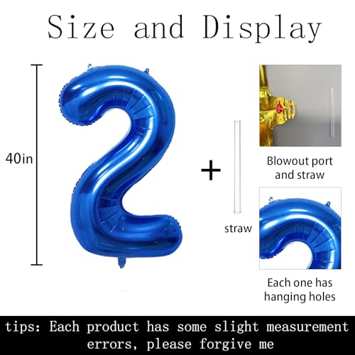 40-Inch Dark Blue Foil Number 2 Balloon for Parties