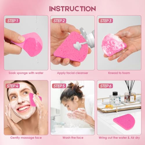 AIDEA Compressed Facial Sponges 48 Count - Natural Cellulose Face Sponges for Cleansing, Exfoliating, and Makeup Removal