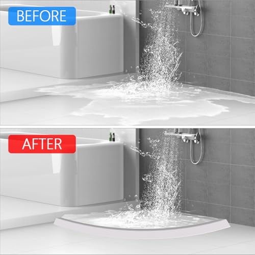 Floatlive 59in Self-Adhesive Silicone Shower Water Dam Barrier - White