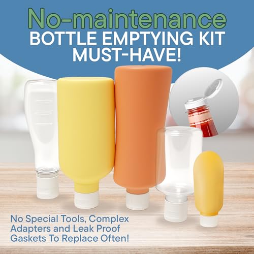 10-Pack Bottle Emptying Cap Kit - 5 Sizes (20mm-38mm) Reusable Leak-Proof