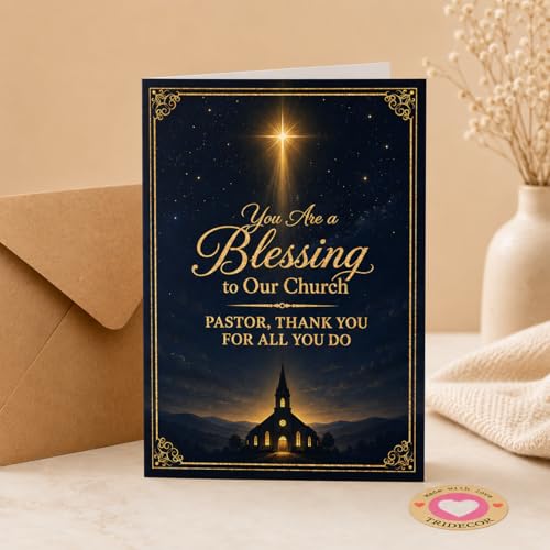 Pastor Appreciation Card – Elegant 5x7 Thank You Card with Envelope