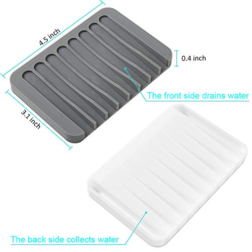 Summer Lemon White Silicone Soap Dish Holder 2-Pack - Anti-Slip Self-Draining Bathroom & Kitchen